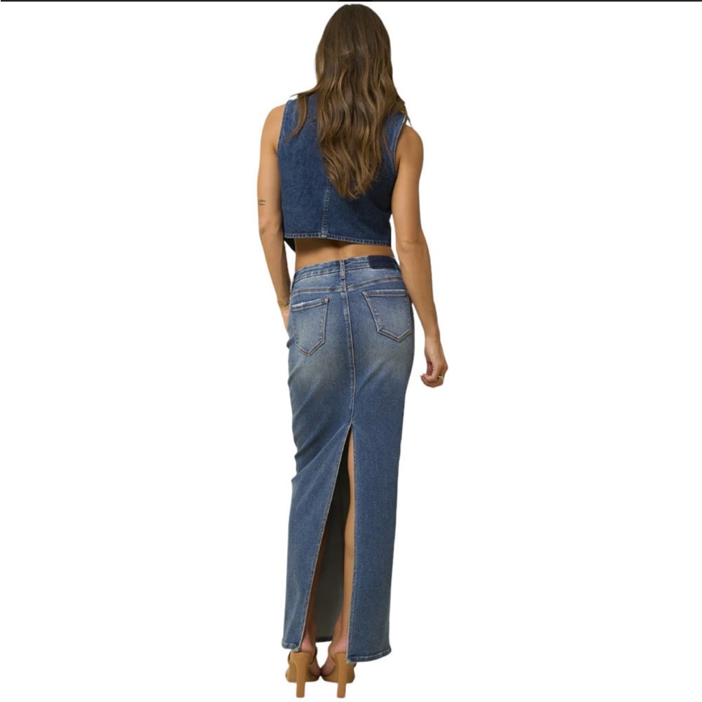 Insane Gene Women’s Maxi Denim Skirt in Dark Blue - Picture 2 of 4